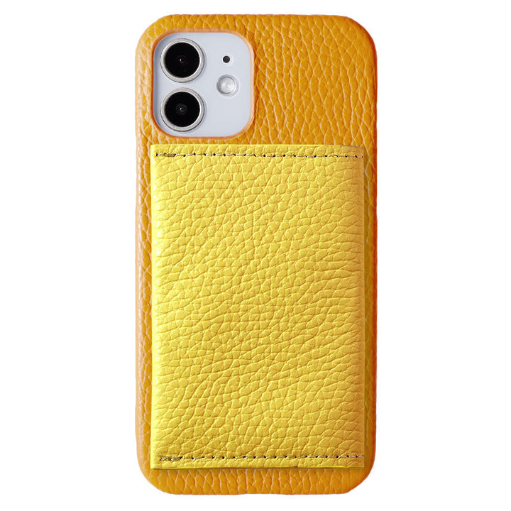 本革 32色 イタリアンシュリンクレザー Magsafe対応 横開きミラー＆カードケース付き 背面ケース iPhoneシリーズ