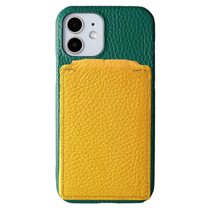 本革 32色 イタリアンシュリンクレザー Magsafe対応 回転スタンドミラー カードケース付き 背面ケース iPhoneシリーズ