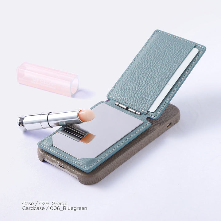 Genuine leather 32 colors Italian shrink leather Magsafe compatible rotating stand mirror with card case back case AQUOS series