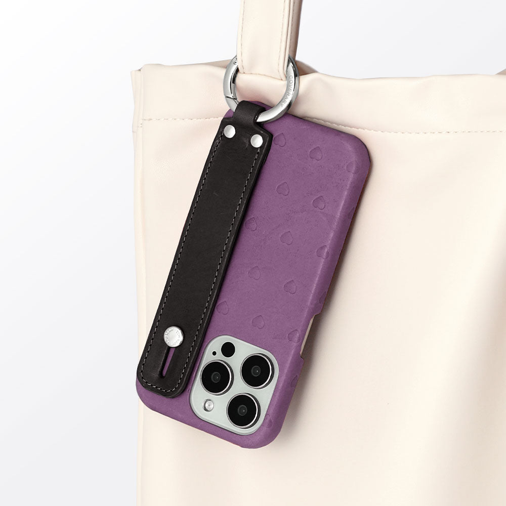 Étui arrière en cuir véritable Japan Leather Mostro avec motif embossé intégral et poignée à main