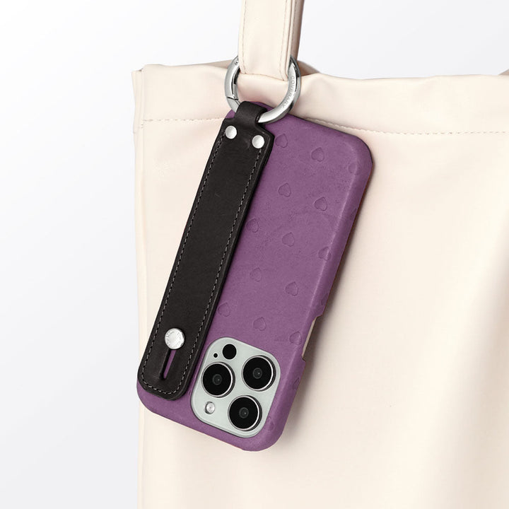Étui arrière en cuir véritable Japan Leather Mostro avec motif embossé intégral et poignée à main