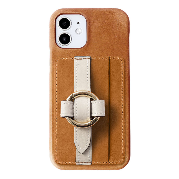 Genuine leather Japan leather Mostro Magsafe compatible card storage ring buckle belt attached back case Xperia series