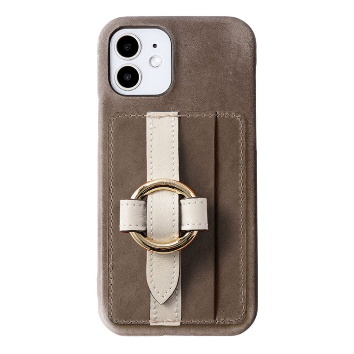 Genuine leather Japan leather Mostro Magsafe compatible card storage ring buckle belt attached back case Galaxy series