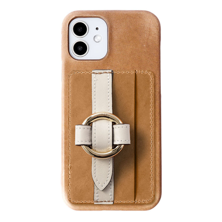 Genuine leather Japan leather Mostro Magsafe compatible card storage ring buckle belt attached back case AQUOS series