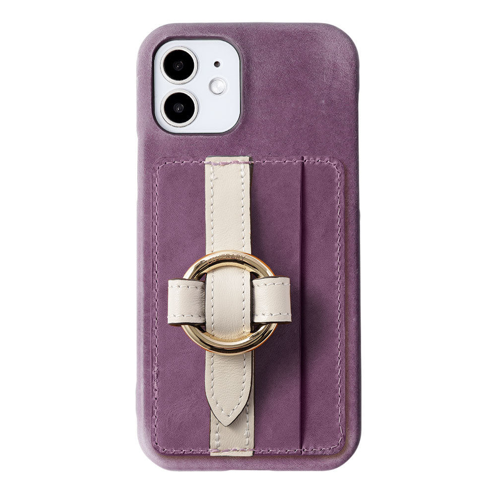 Genuine leather Japan leather Mostro Magsafe compatible card storage ring buckle belt attached back case AQUOS series