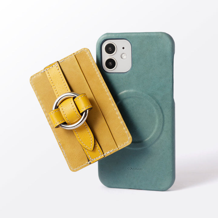 Genuine leather Japan leather Mostro Magsafe compatible card storage ring buckle belt attached back case Xperia series