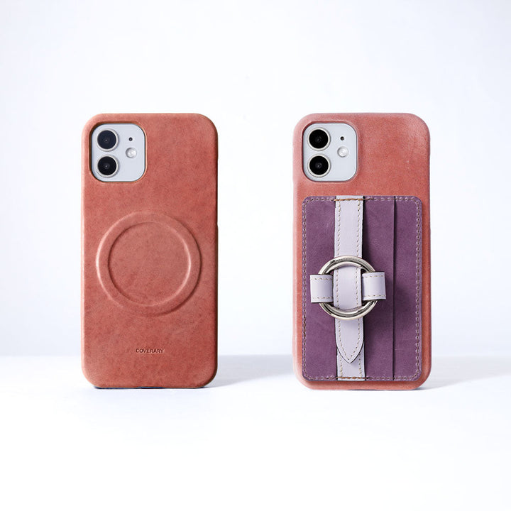 Genuine leather Japan leather Mostro Magsafe compatible card storage ring buckle belt attached back case AQUOS series