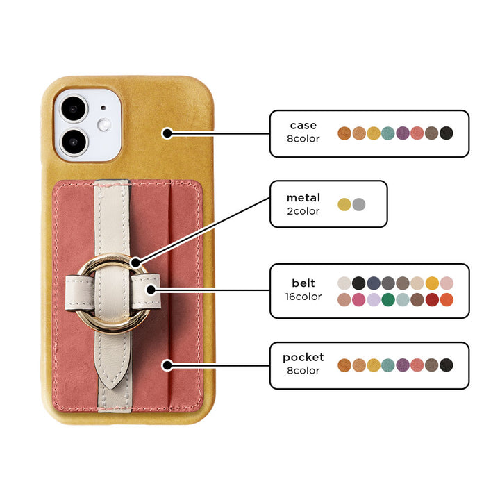 Genuine leather Japan leather Mostro Magsafe compatible card storage ring buckle belt attached back case Google Pixel series