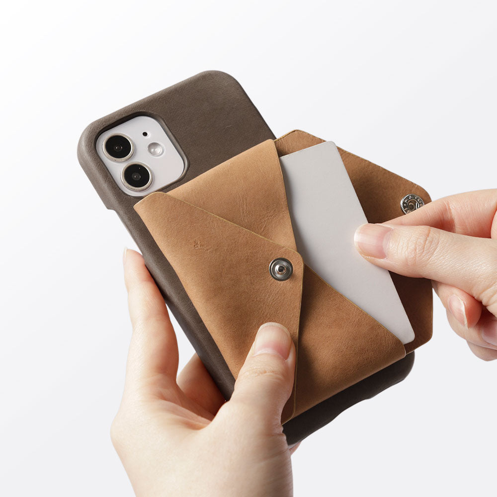 Genuine leather Japan leather Mostro Magsafe compatible with lid pocket back case AQUOS series