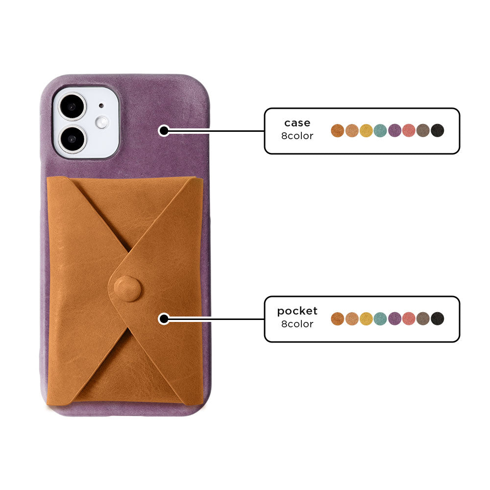 Genuine leather Japan leather Mostro Magsafe compatible with flap pocket back case