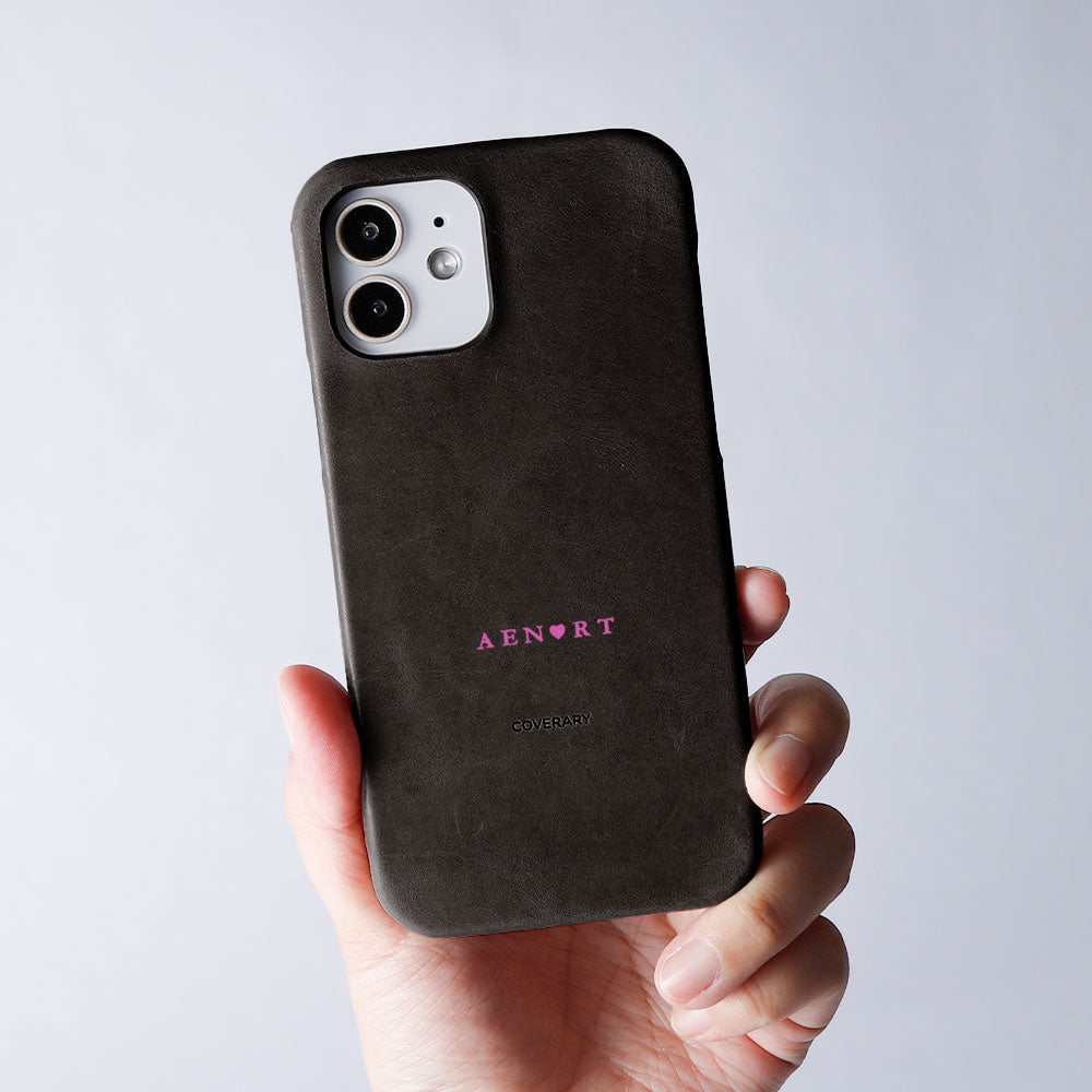 Étui arrière en cuir véritable Japan Leather Mostro avec gravure personnalisée (impression à la feuille de couleur) pour la série AQUOS