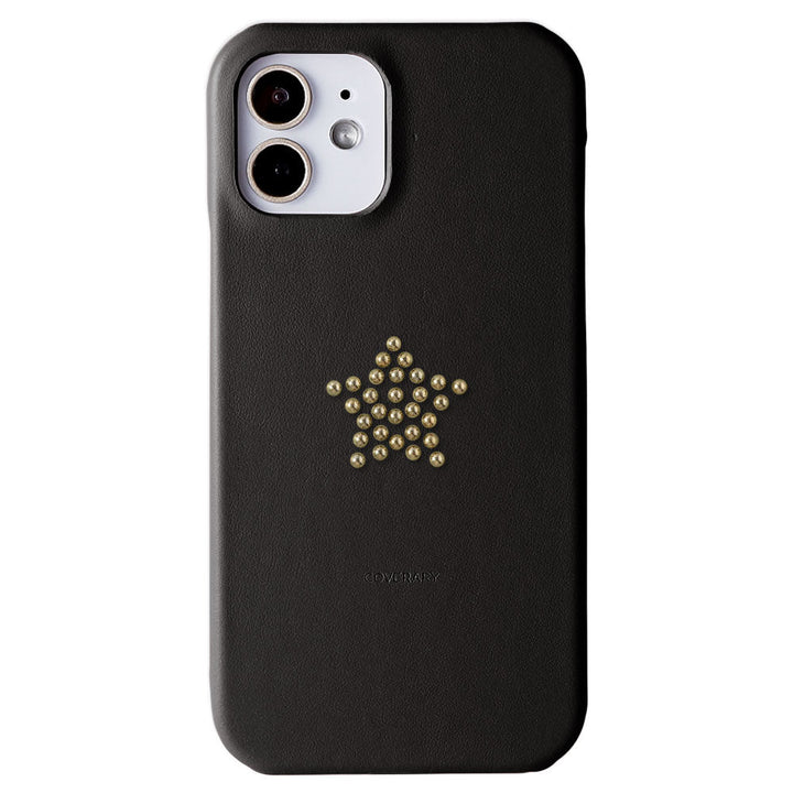Genuine Leather Italian Smooth Leather Stud Motif Back Case Galaxy Series