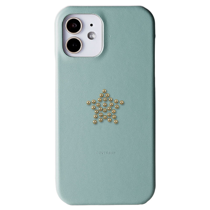 Genuine Leather Italian Smooth Leather Stud Motif Back Case Galaxy Series