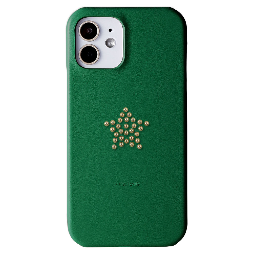 Genuine Leather Italian Smooth Leather Stud Motif Back Case Galaxy Series