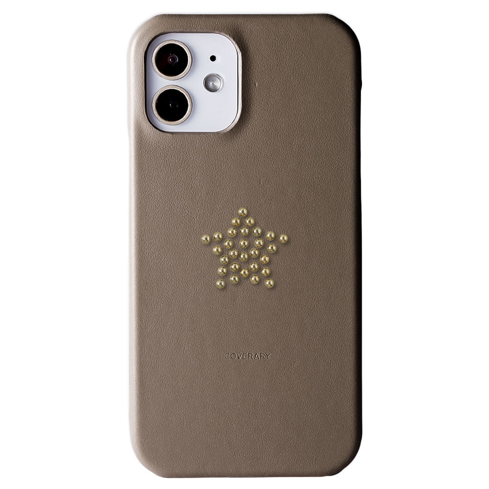 Genuine Leather Italian Smooth Leather Stud Motif Back Case Galaxy Series