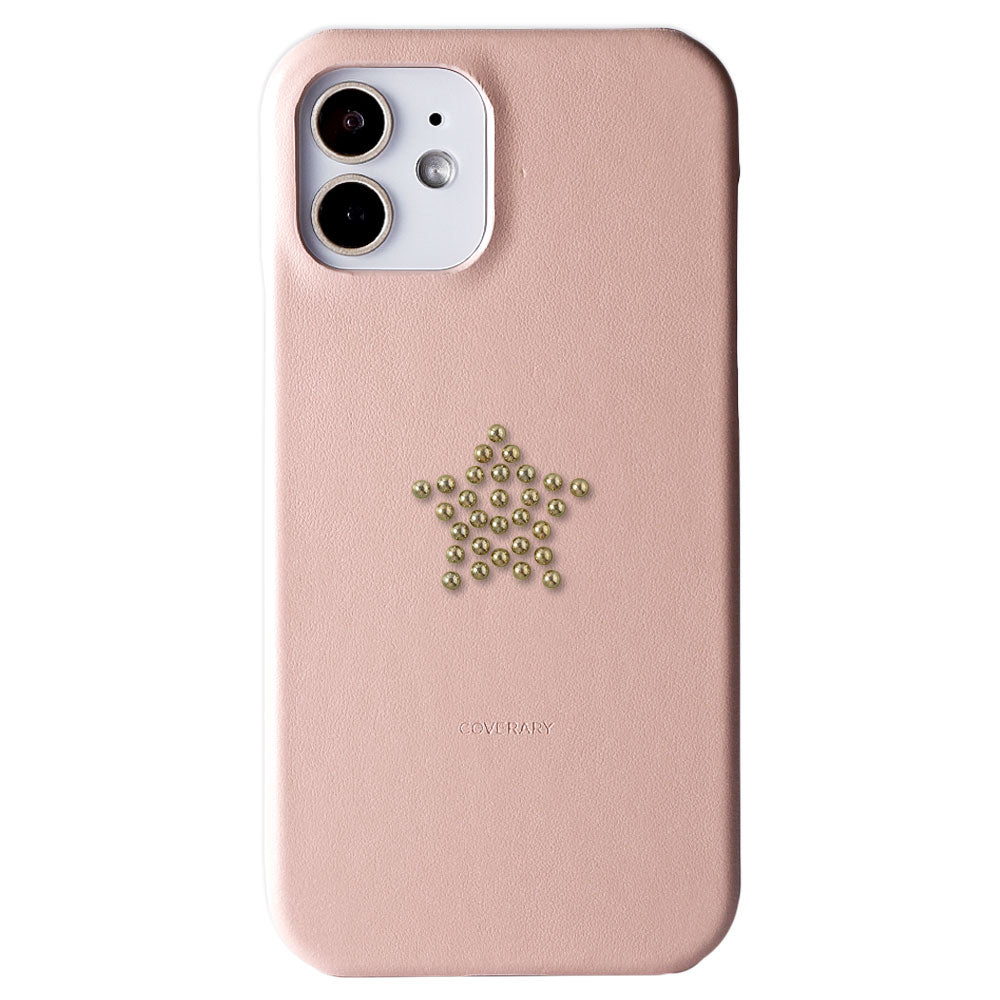 Genuine Leather Italian Smooth Leather Stud Motif Back Case Galaxy Series