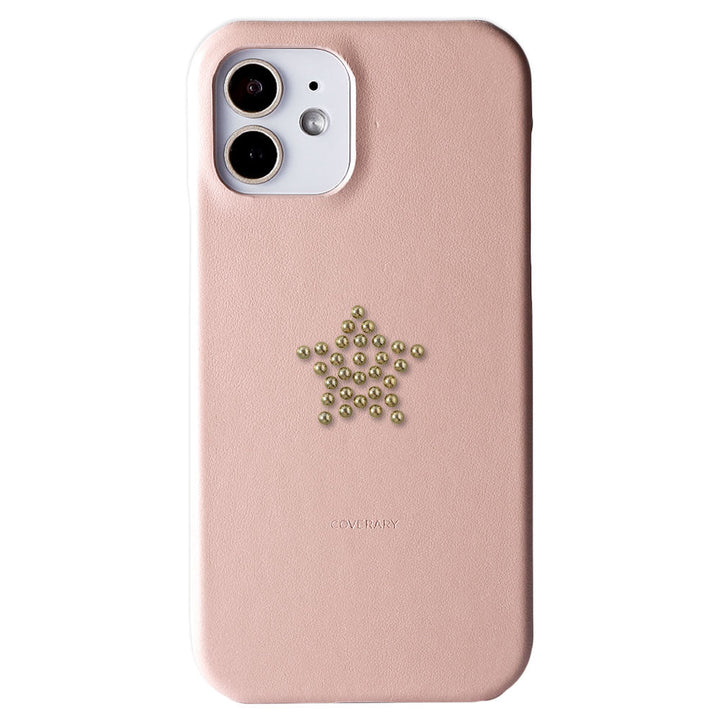 Genuine Leather Italian Smooth Leather Stud Motif Back Case Galaxy Series