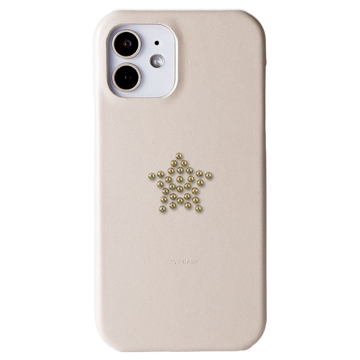 Genuine Leather Italian Smooth Leather Stud Motif Back Case Galaxy Series
