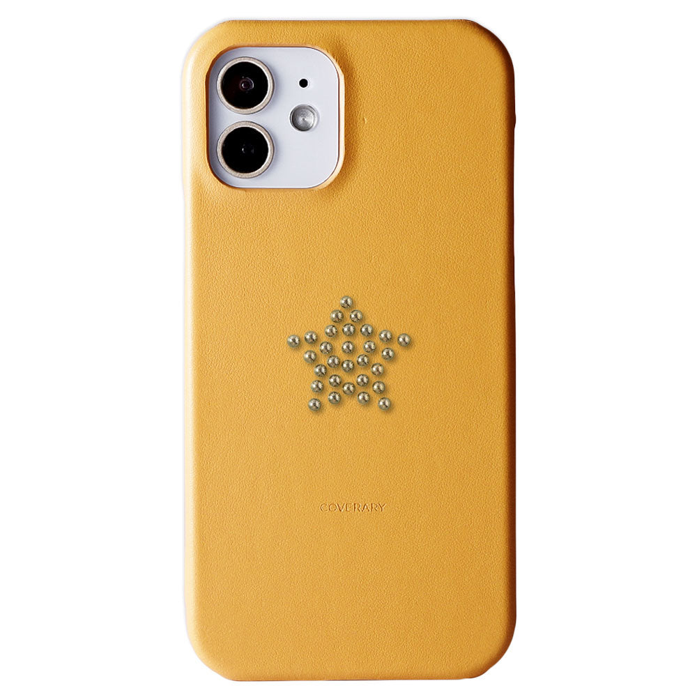 Genuine Leather Italian Smooth Leather Stud Motif Back Case Galaxy Series