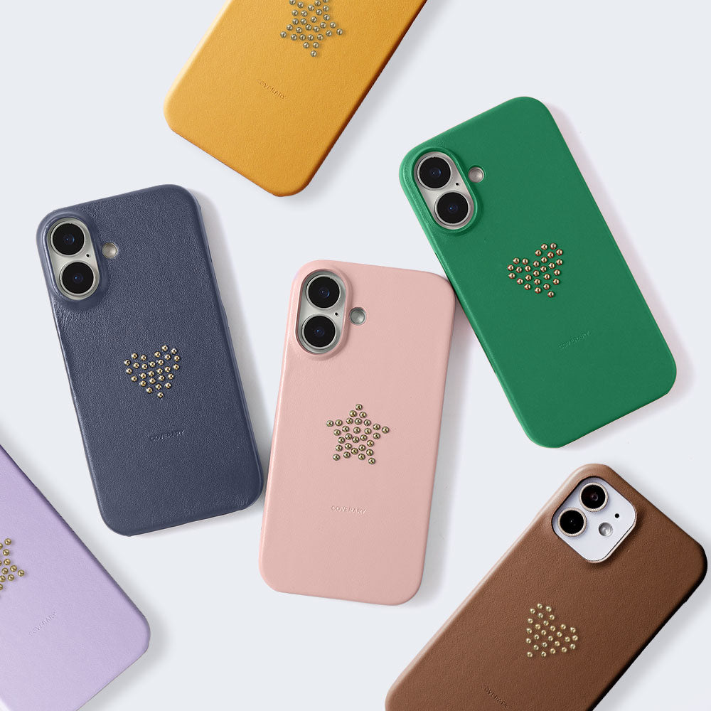Genuine Leather Italian Smooth Leather Stud Motif Back Case AQUOS Series