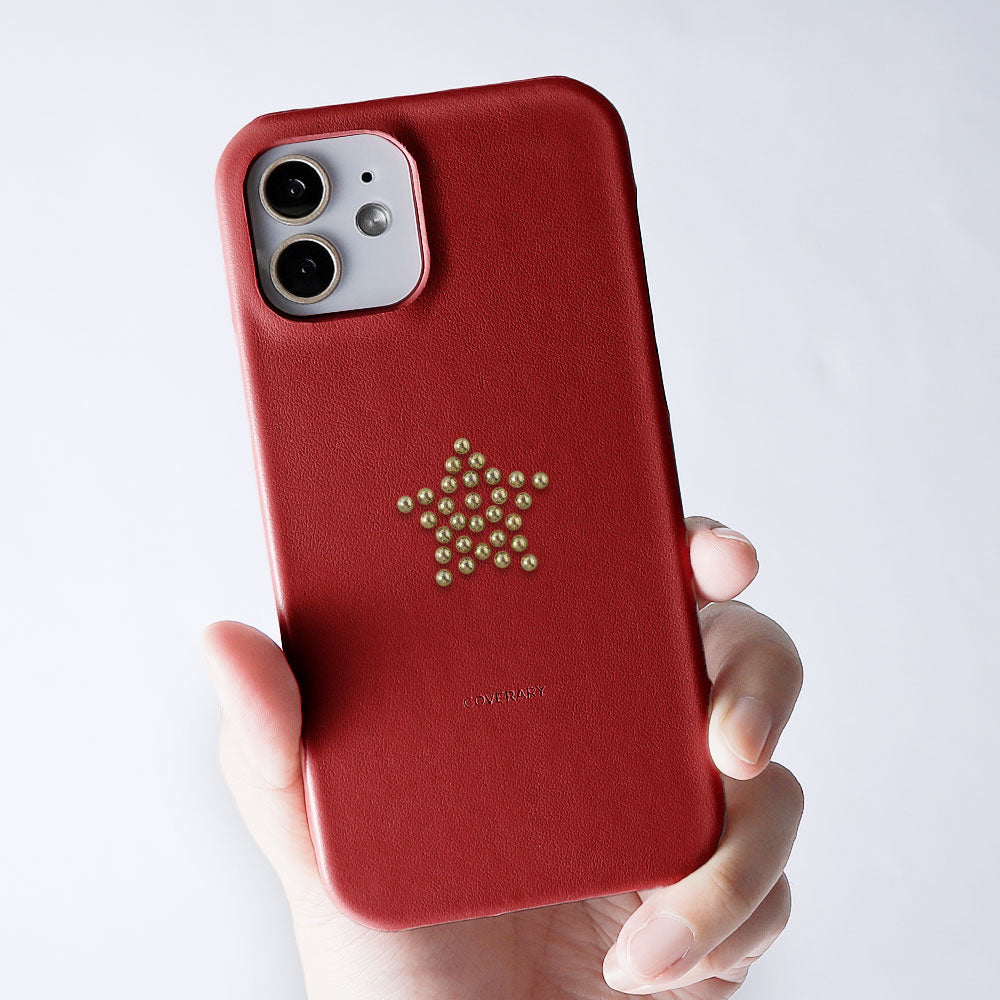 Genuine Leather Italian Smooth Leather Stud Motif Back Case