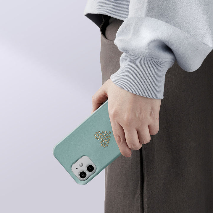 Genuine Leather Italian Smooth Leather Stud Motif Back Case AQUOS Series