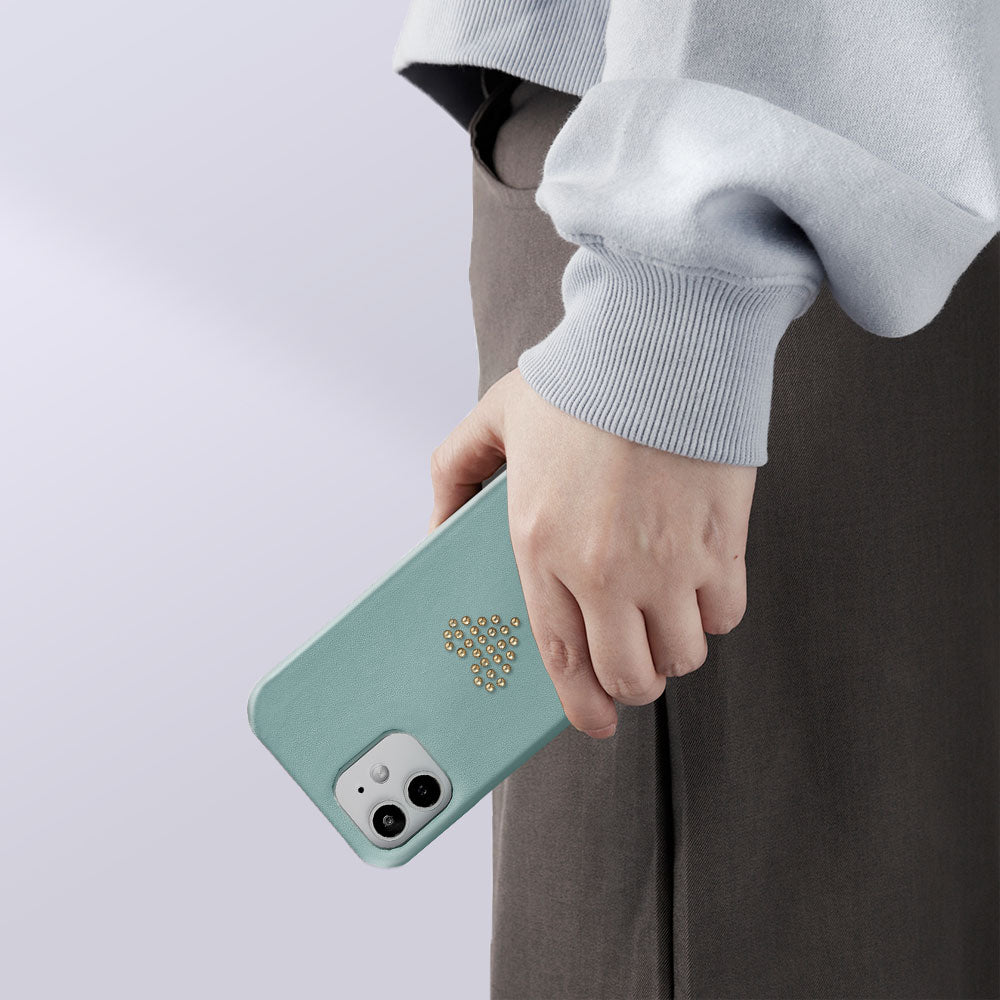 Genuine Leather Italian Smooth Leather Stud Motif Back Case Xperia Series