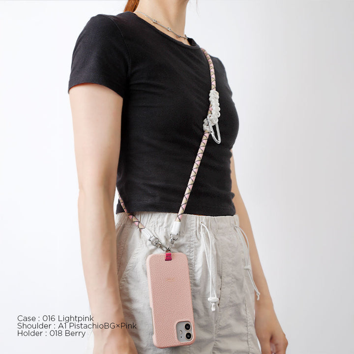 Ensemble porte-carte en cuir véritable italien grainé 32 couleurs avec sangle d'épaule en corde de 8 mm et coque arrière pour série Xperia