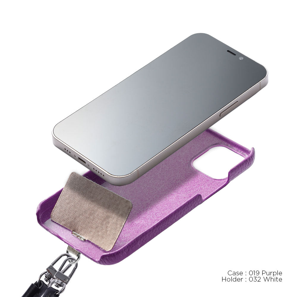 Ensemble porte-carte en cuir véritable italien grainé 32 couleurs avec sangle d'épaule en corde de 8 mm et coque arrière pour série Xperia