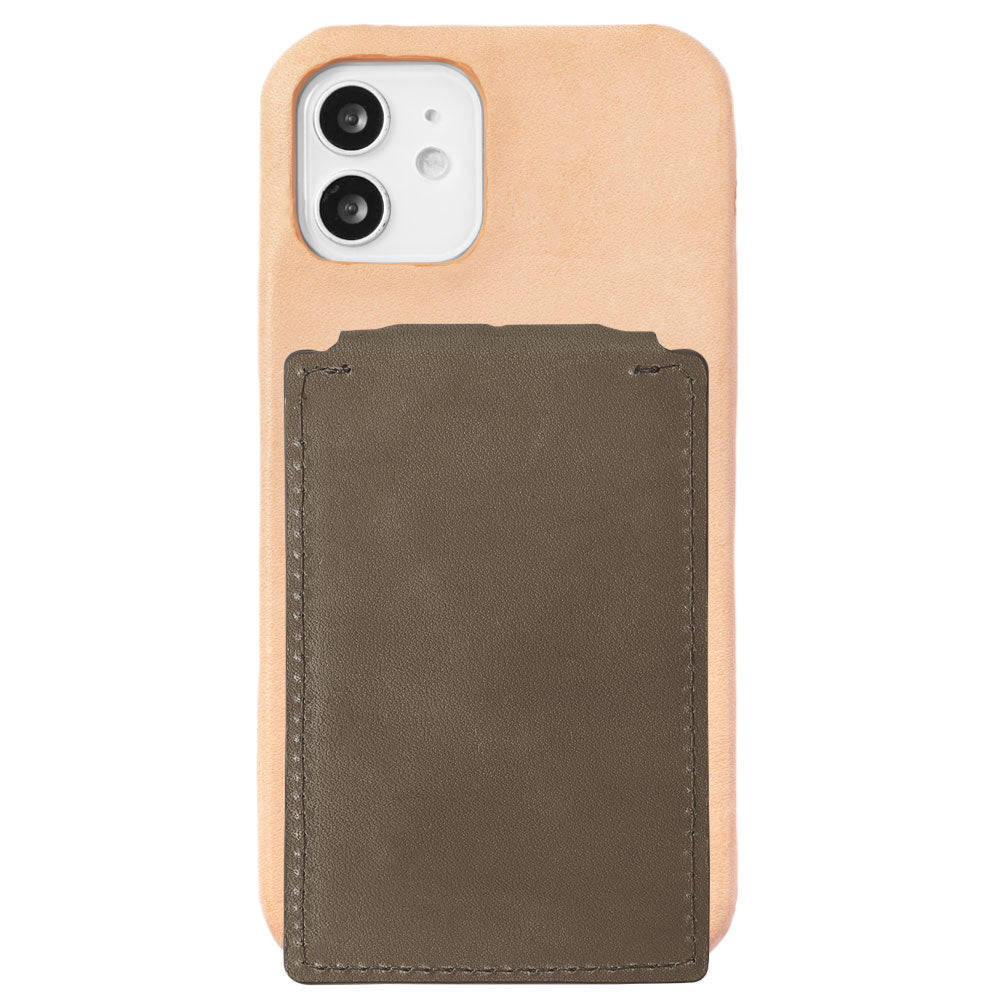 Genuine Leather Tochigi Leather Magsafe Compatible Rotating Stand Mirror with Card Case Back Cover