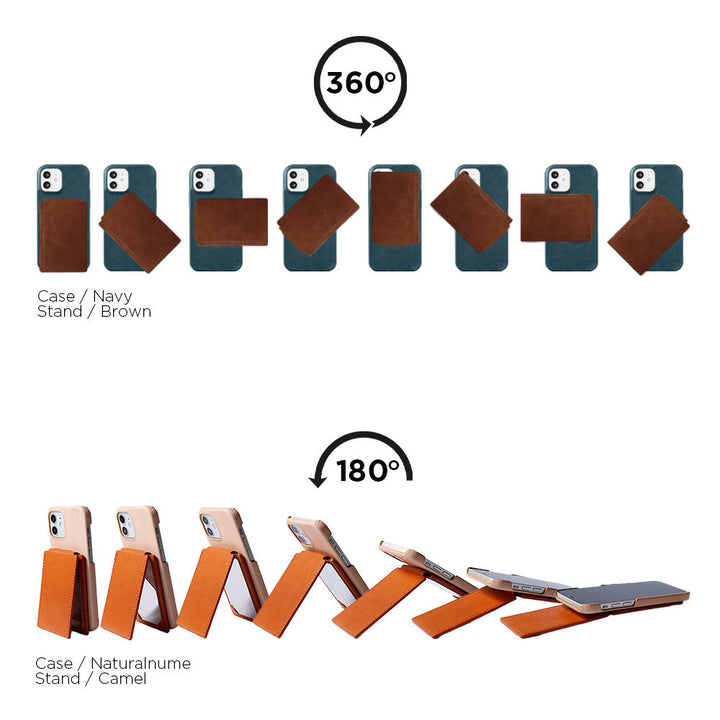 本革 栃木レザー Magsafe対応 回転スタンドミラー カードケース付き 背面ケース Xperiaシリーズ