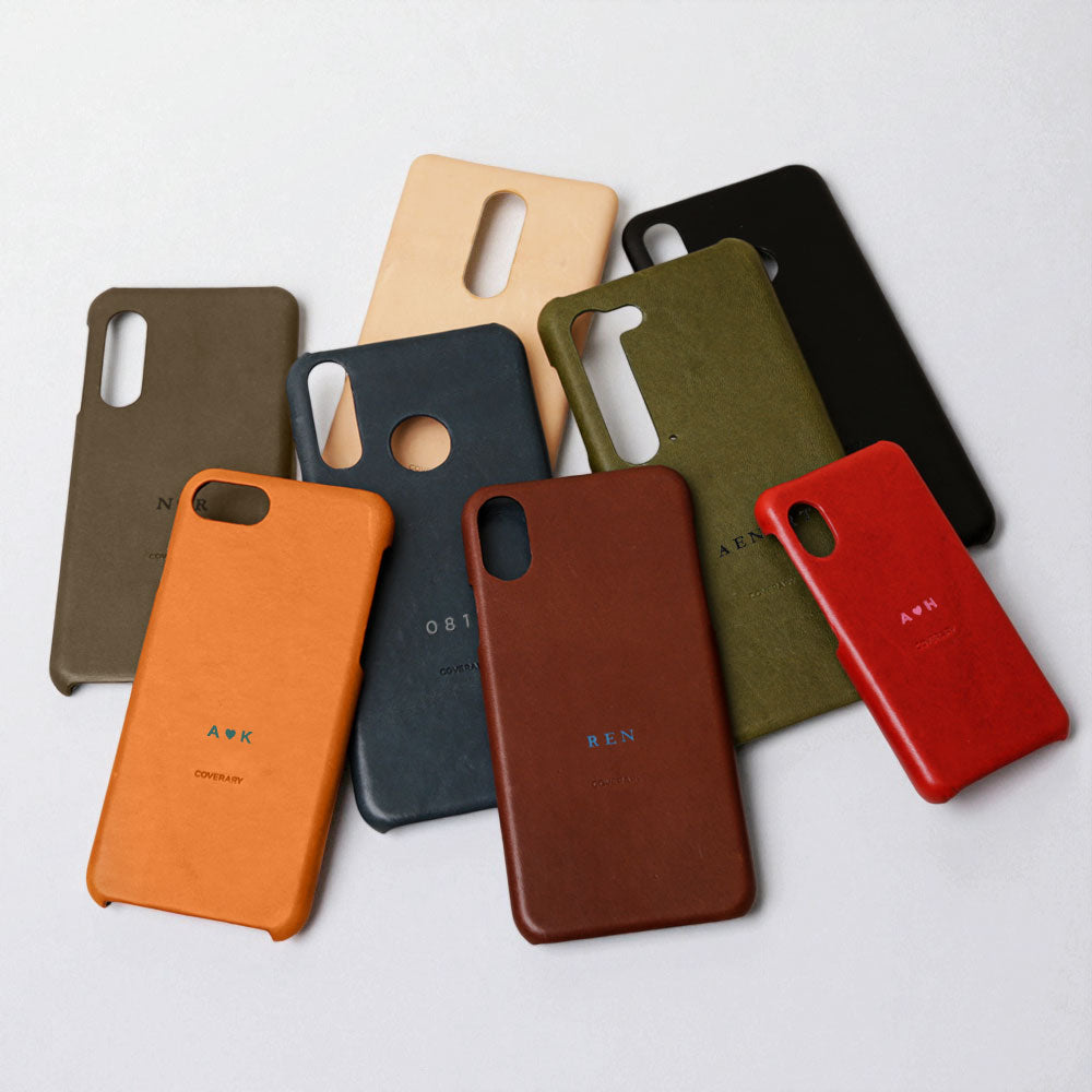 Genuine leather Tochigi leather back case name engraving (color foil stamping)
