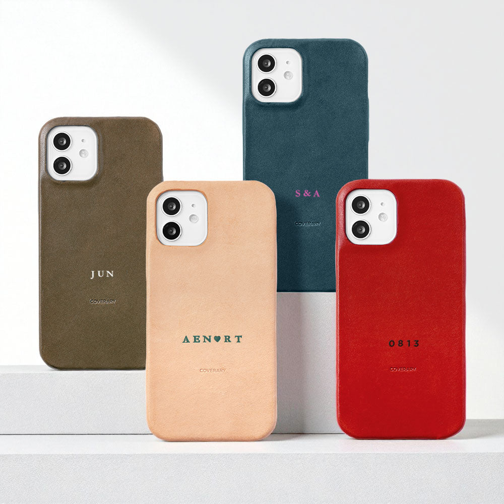 本革 栃木レザー 背面ケース 名入れ 刻印(カラー箔押し) iPhoneシリーズ