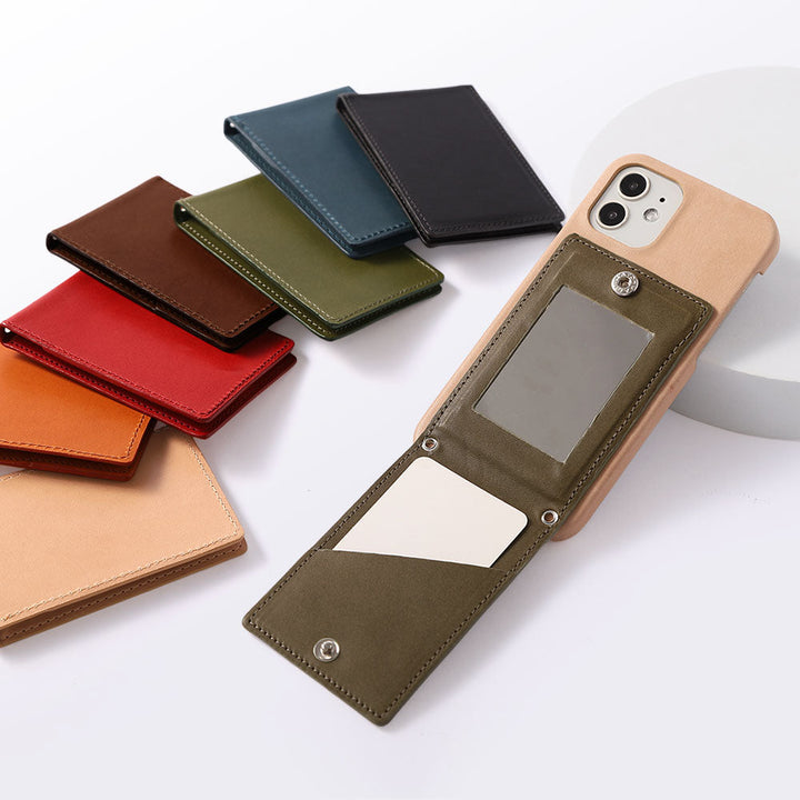 Étui à cartes en cuir véritable Tochi avec miroir vertical, étui arrière pour la série Google Pixel