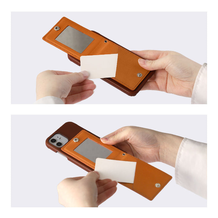 Étui à cartes en cuir véritable Tochi avec miroir vertical, étui arrière pour la série Google Pixel