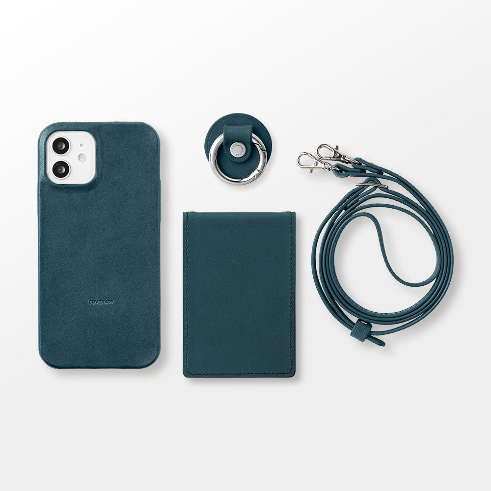 本革 栃木レザー ミラー＆スマホリング＆ショルダーストラップ付き 背面ケース Xperiaシリーズ