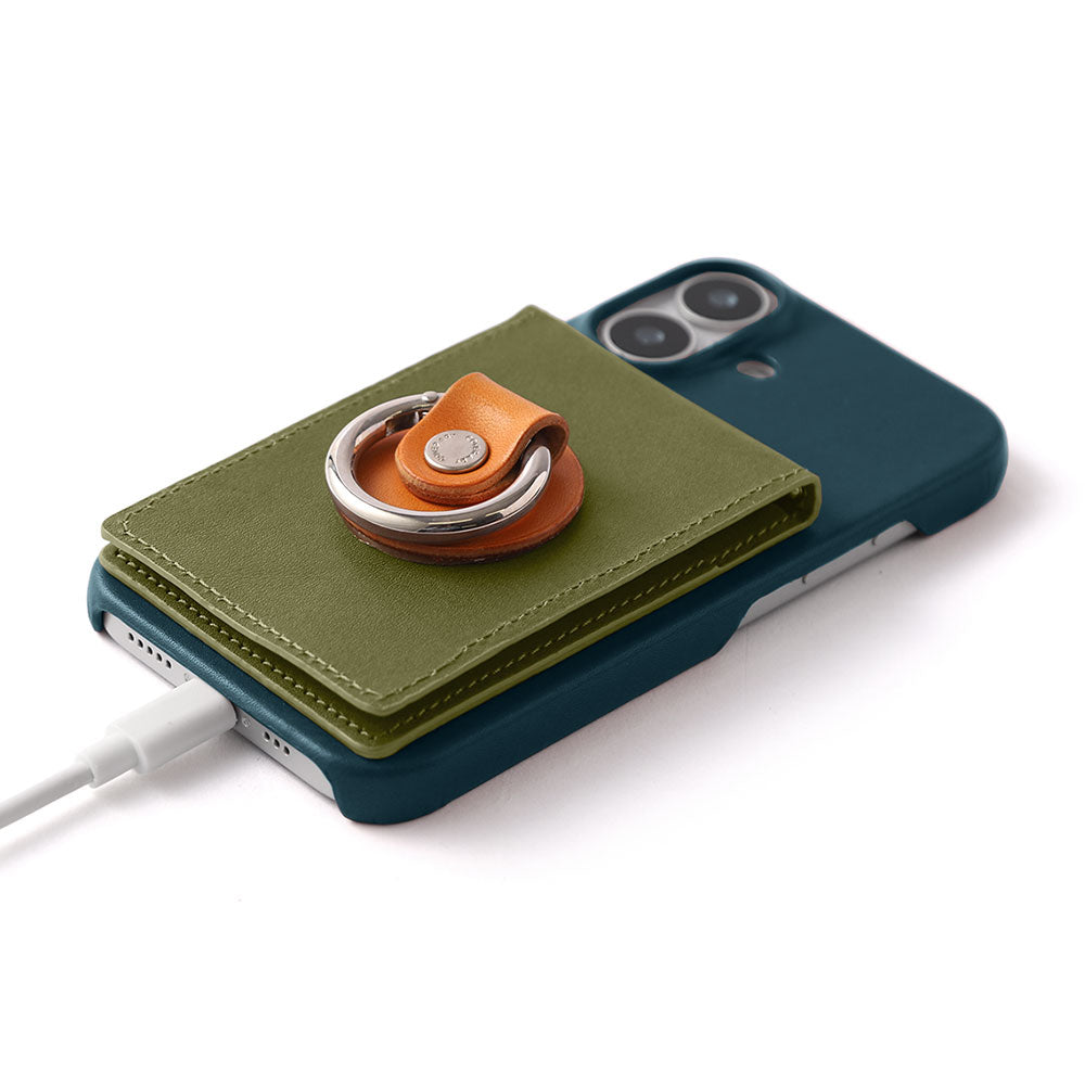 本革 栃木レザー ミラー＆スマホリング＆ショルダーストラップ付き 背面ケース iPhoneシリーズ