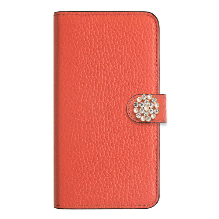 Genuine leather 32 colors Italian shrink leather crystal pearl deco notebook-style case (with belt) AQUOS series