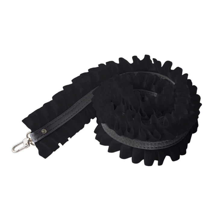 Genuine leather Italian shrink leather satin frill shoulder strap