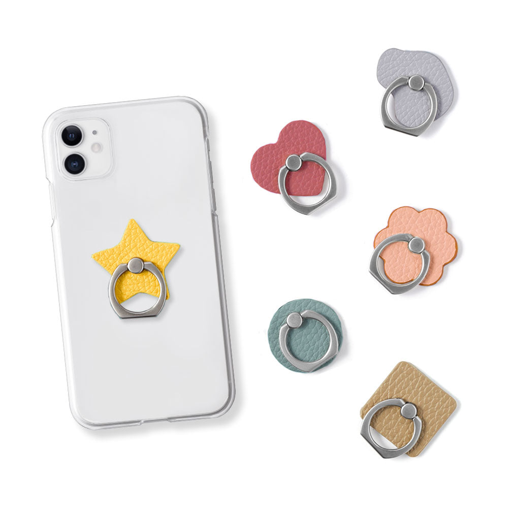 本革 32色 イタリアンシュリンクレザー 選べるデザイン スマホリング