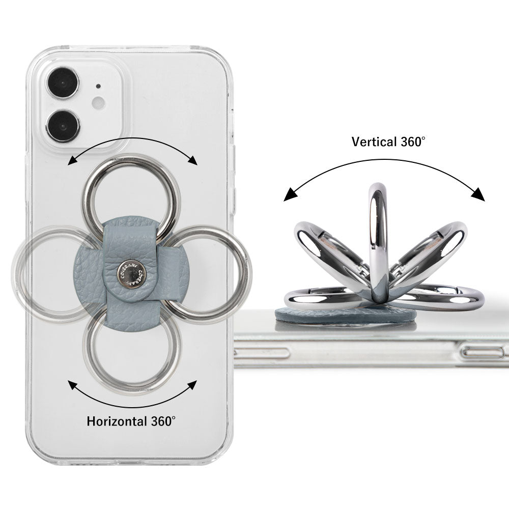 Anneau pour téléphone en cuir véritable italien grainé, 32 couleurs