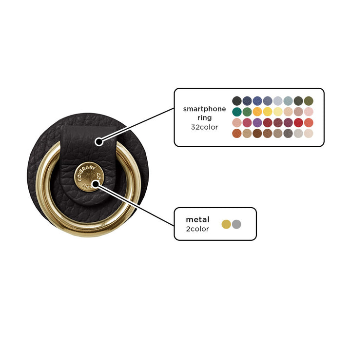 Anneau pour téléphone en cuir véritable italien grainé, 32 couleurs