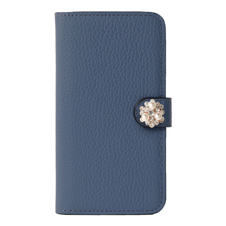 Genuine leather 32 colors Italian shrink leather crystal pearl deco notebook-style case (with belt) AQUOS series