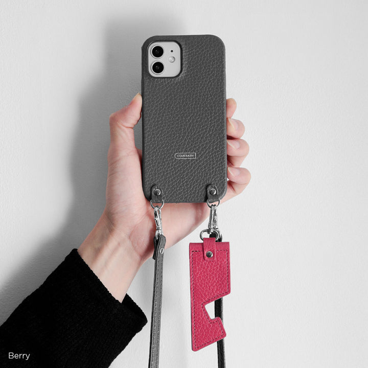 アクセサリー 本革 イタリアンシュリンクレザー スマホスタンド ミラー＆吊り下げフック付き