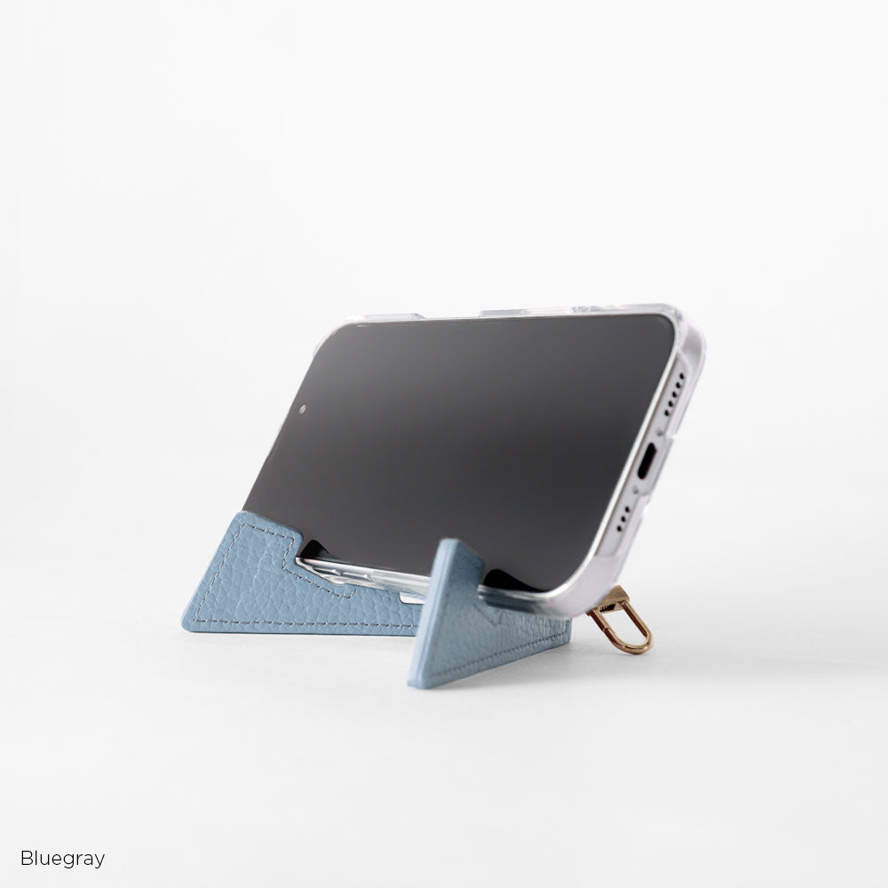 アクセサリー 本革 イタリアンシュリンクレザー スマホスタンド ミラー＆吊り下げフック付き