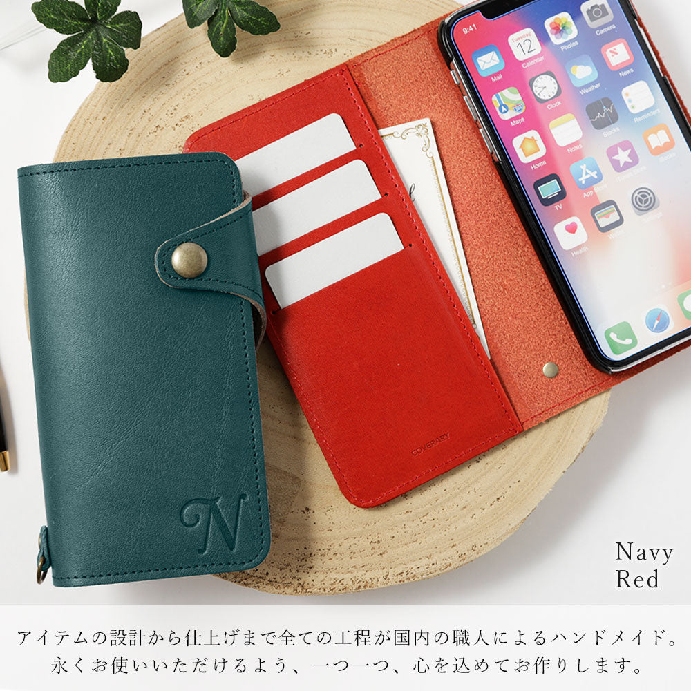 Étui portefeuille en cuir véritable en cuir Tochigi avec rangement pour cartes et initiales (avec ceinture)