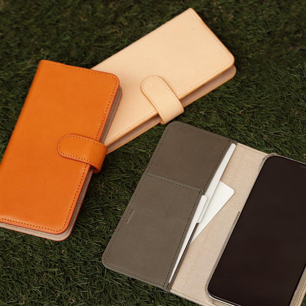 Étui portefeuille en cuir véritable en cuir Tochigi avec fonction support (avec ceinture) pour la série Xperia