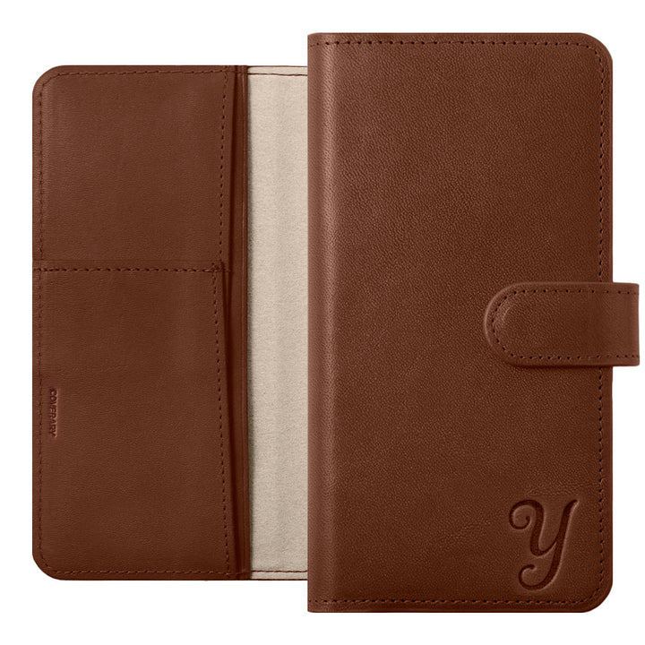 本革 栃木レザー イニシャル スタンド機能 手帳型ケース（ベルトあり）Xperiaシリーズ