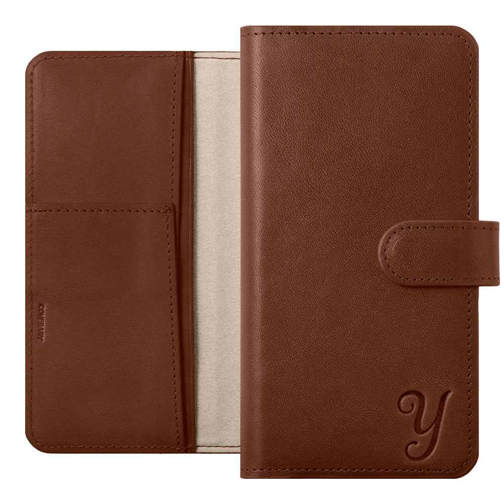 本革 栃木レザー イニシャル スタンド機能 手帳型ケース（ベルトあり）Galaxyシリーズ