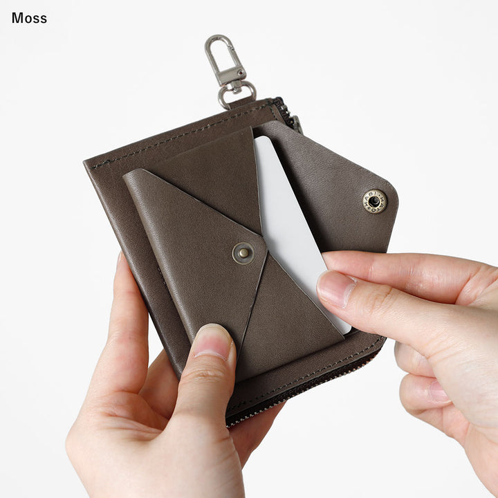 本革 栃木レザー カードポケット付き ミニウォレット 吊り下げフック付き